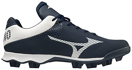 Mizuno Men's Wave Lightrevo Baseball Shoe, Navy-White, 8.5