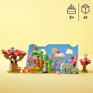 LEGO DUPLO Wild Animals of Asia 10974, Bricks Set with Panda & Elephant Baby Animal Toy Figures Plus Sounds, Toys for Toddlers, Girls & Boys Age 2-5