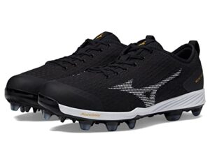 mizuno men's dominant 4 tpu baseball shoe, black-white, 9