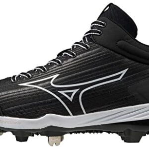 Mizuno Women's Sweep 6 Mid Softball Shoe, Black-White, 8.5