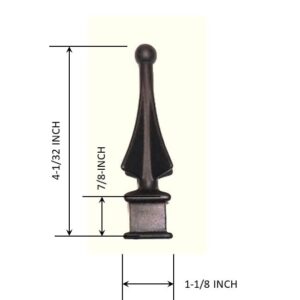 Retrospec Creations 50 Each for 5/8” Black Plastic Finial Tops for Iron Picket Fence 4-Sided Spire – #1-58