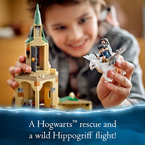 LEGO Harry Potter Hogwarts Courtyard: Sirius's Rescue 76401 Castle Tower Toy, Collectible Set with Buckbeak Hippogriff Figure and Prison Cell