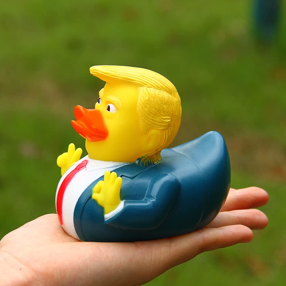 2Pcs Trump Duck Squeak Bath Duck Baby Bath Toys Rubber Duck Funny Gift for Kids