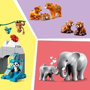 LEGO DUPLO Wild Animals of Asia 10974, Bricks Set with Panda & Elephant Baby Animal Toy Figures Plus Sounds, Toys for Toddlers, Girls & Boys Age 2-5