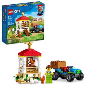 lego city chicken henhouse 60344 building farm toy set for kids, boys, and girls ages 5+ (101 pieces)