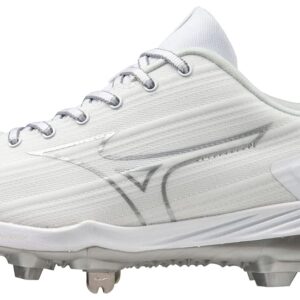 Mizuno Women's Sweep 6 Softball Shoe, White, 8