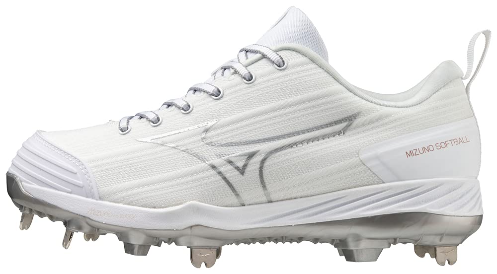 Mizuno Women's Sweep 6 Softball Shoe, White, 8