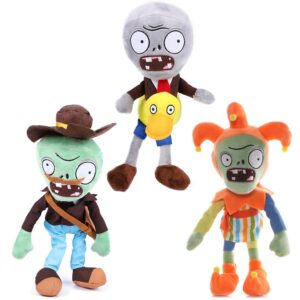 3 PCS Plants and Jester Plush Zombie Sets Toy Postman, 1 2 Stuffed Soft Jester Zombie Doll, Duck Zombies PVZ Plush Figure Doll New