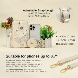 APHISON Small Crossbody Bags for Women, Lightweight Mini Cute Cell Phone Purse for Women with Tassel and Shining Butterfly