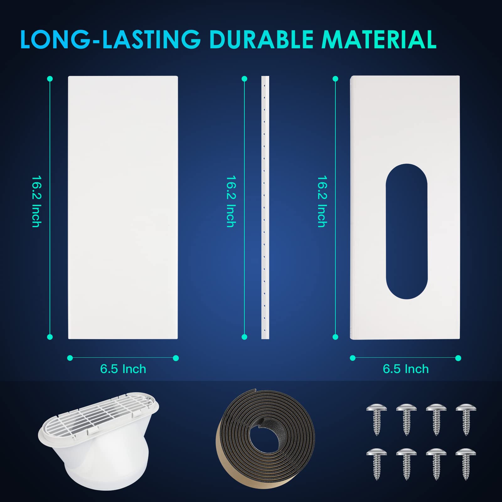 DuraComfort Portable AC Window Kit, Window Seal for AC Unit with 5.9 Inches(6") Diameter Coupler, Sliding Vent Kit for Air Conditioner Exhaust Hose, Up to 61.8 Inches