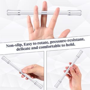 2 Pieces Spinning Pen Rolling Finger Rotating Pen Gaming Trick Pen Mod with Tutorial No Pen Refill Stress Releasing Brain Training Toys for Kids Adults Student Office Supplies (White and Silver)