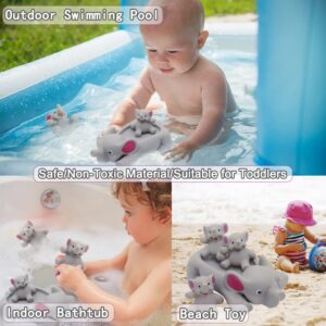 Bath Toys for Toddlers Infants 6 12 18 Months, Floating Bathtub Elephant Toys Squeak Rubber Animal 4 Piece Set, Pool Beach Party Gift for 1 2 3 4 Years Old Kids Boys Girls Water Fun and Shower Time