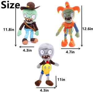 3 PCS Plants and Jester Plush Zombie Sets Toy Postman, 1 2 Stuffed Soft Jester Zombie Doll, Duck Zombies PVZ Plush Figure Doll New