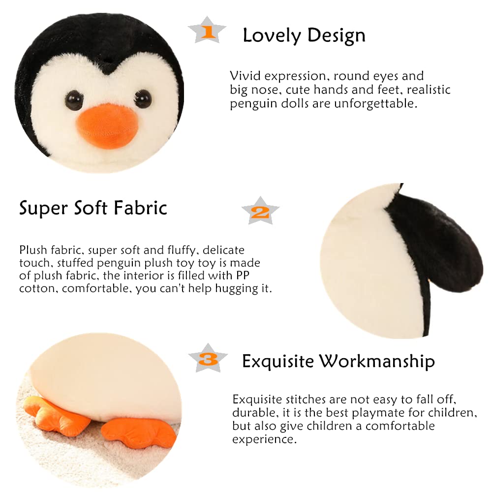 AUCOOMA Penguin Stuffed Animal Plush Gifts for Kids, Cute Penguin Plushie Toy Doll, 8.7"