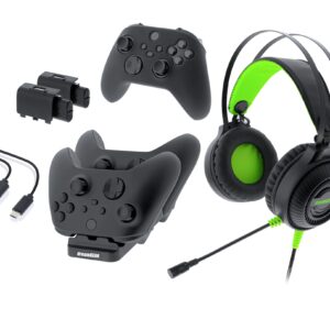 Gamers Kit for Xbox Series XS: Gaming Headset with 50mm Drivers, (2) Rechargeable Batteries, Controller Charger for Xbox Series XS,USB-C Cable, Controller Cover, Joystick Caps, (4) Battery Covers