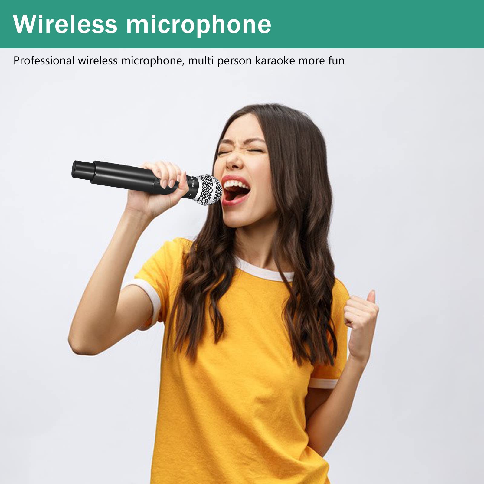 MicrocQueen Wireless Microphone System, 4-Channel UHF Professional Mic, Automatically Pair Metal Cordless Mic with 2 Handheld and 2 Bodypack, 400ft Range, for Singing, Karaoke, Party, Wedding, Concert