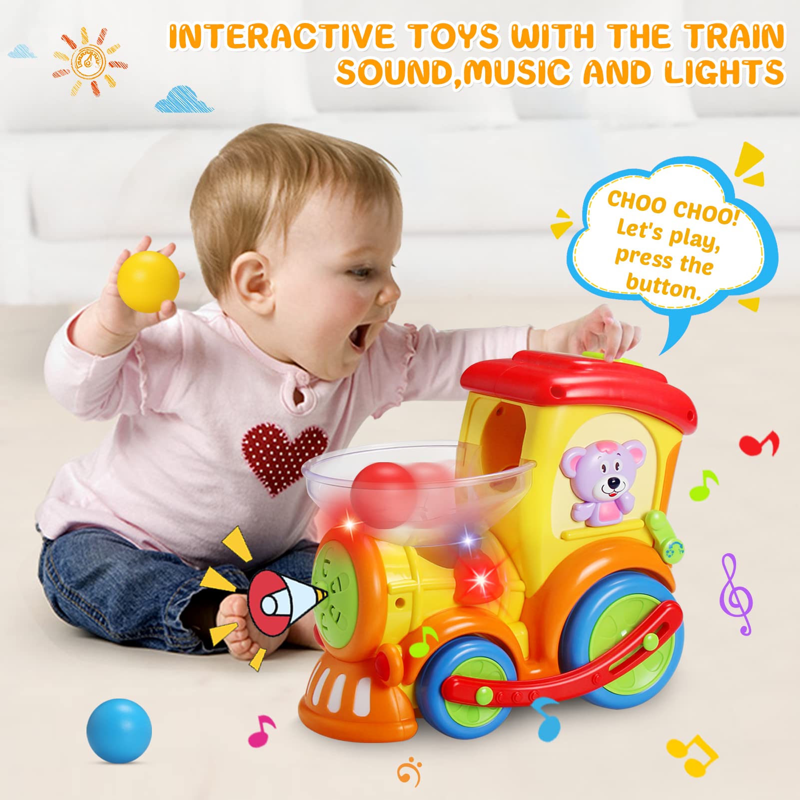 Crawling Baby Toys 6 to 12 Months Musical Train Infant Toys for Babies 3 6 8 9 10 18 Month Early Educational Toys for 1 2 3 Year Old Boys Girls Gift with Songs/Light/Wheels for Toddlers 0-6 3-6M