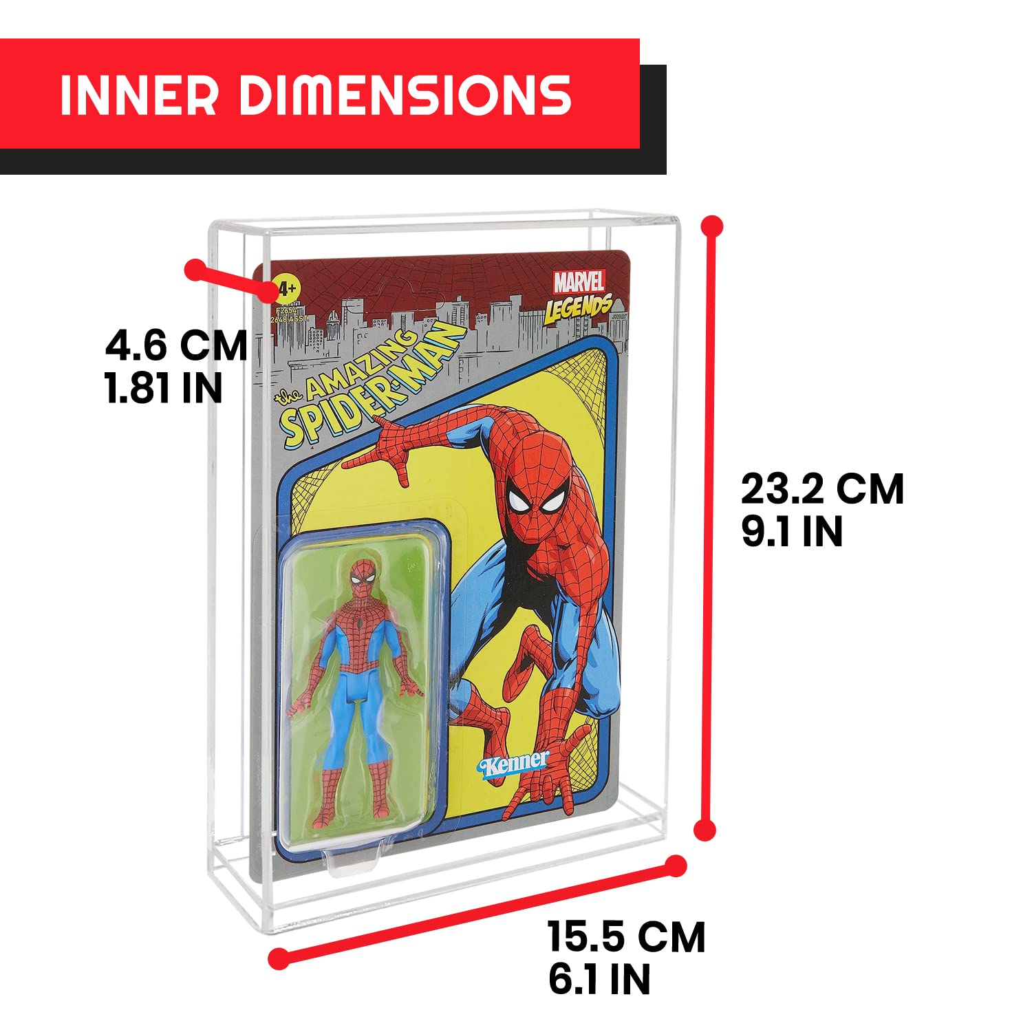 EVORETRO Action Figure Display Case Protector Compatible with Star Wars, Marvel Legends, GI-Joe 3.75 in Carded Action Figures, Anti-UV Thick Durable Clear Acrylic Box, Lasts for Years to Come - 2 Pack