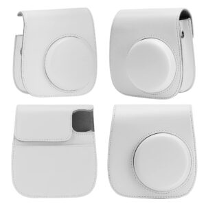 Camera Case Compatible with Fujifilm Instax Mini 11/ 9/ 8/ 8+ Instant Camera with Adjustable Strap and Pocket (White)