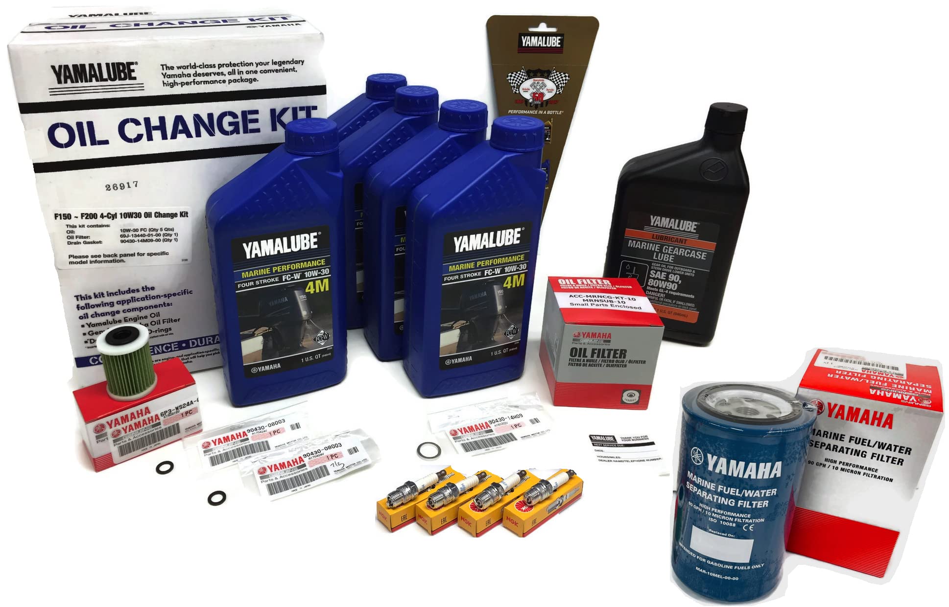 YAMAHA 2006+ F150 F150B F150XB Oil Change Gear Lube Gasket Spark Plugs Fuel Water Separator Fuel Filter Maintenance Kit