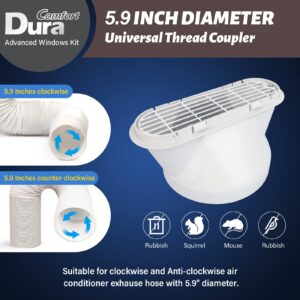 DuraComfort Portable AC Window Kit, Window Seal for AC Unit with 5.9 Inches(6") Diameter Coupler, Sliding Vent Kit for Air Conditioner Exhaust Hose, Up to 61.8 Inches