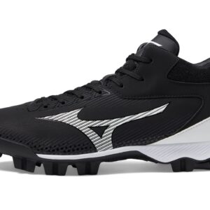 Mizuno Men's Wave Lightrevo MID Baseball Shoe, Black-White, 10.5