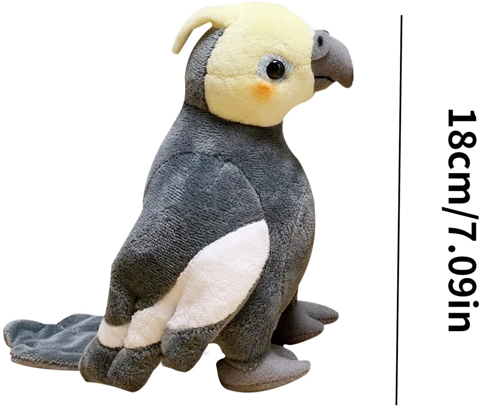 ZHONGXIN MADE Grey Cockatiel Plush Toy - Simulation 7 Inch Parrot Stuffed Animal, Cute Little Bird Doll as Gift for Your Friends