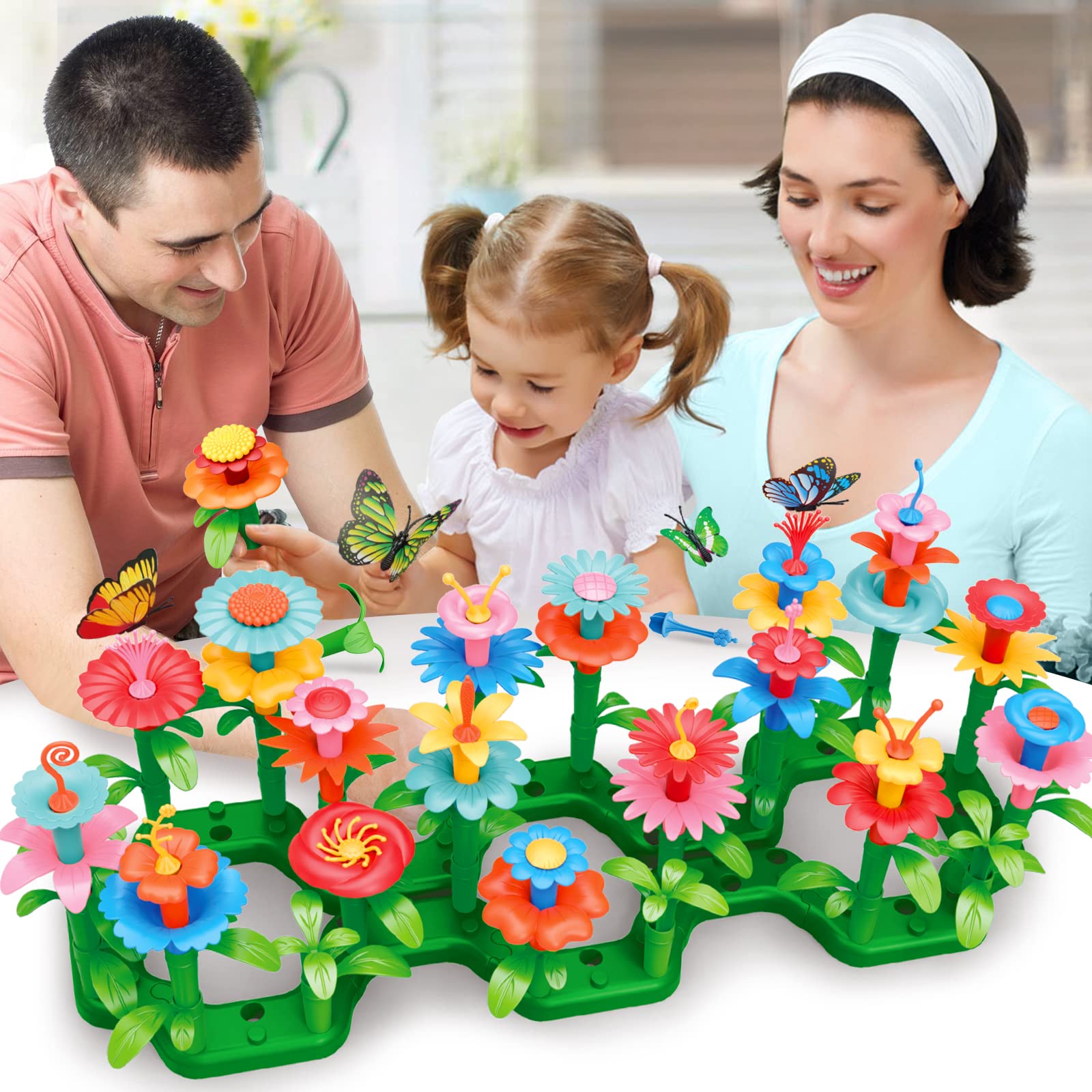 BainGesk Toys for 3, 4, 5, 6 Year Old Girls, Preschool Flower Garden Building Set - 148pcs, Educational STEM Gardening Toy, Ideal Christmas & Birthday Gift for Kids & Toddlers Age of 2-4