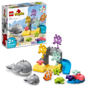 LEGO DUPLO Wild Animals of The Ocean Set 10972, with Whale and Turtle Sea Animal Figures & Playmat, Educational Toys with Fun Colors for Toddlers 2 Plus Years Old