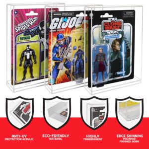 EVORETRO Action Figure Display Case Protector Compatible with Star Wars, Marvel Legends, GI-Joe 3.75 in Carded Action Figures, Anti-UV Thick Durable Clear Acrylic Box, Lasts for Years to Come - 2 Pack