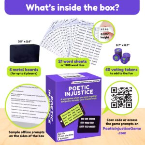 Poetic Injustice - A Word Game Where You Make Bad Poetry for Laughs - Funny Magnetic Notes Game and Fun Party Game for Ages 17+ - Family Game Night Magnet Word Games