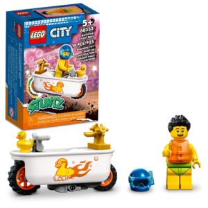 lego city stuntz bathtub stunt bike 60333 building toy set for kids, boys, and girls ages 5+ (14 pieces)