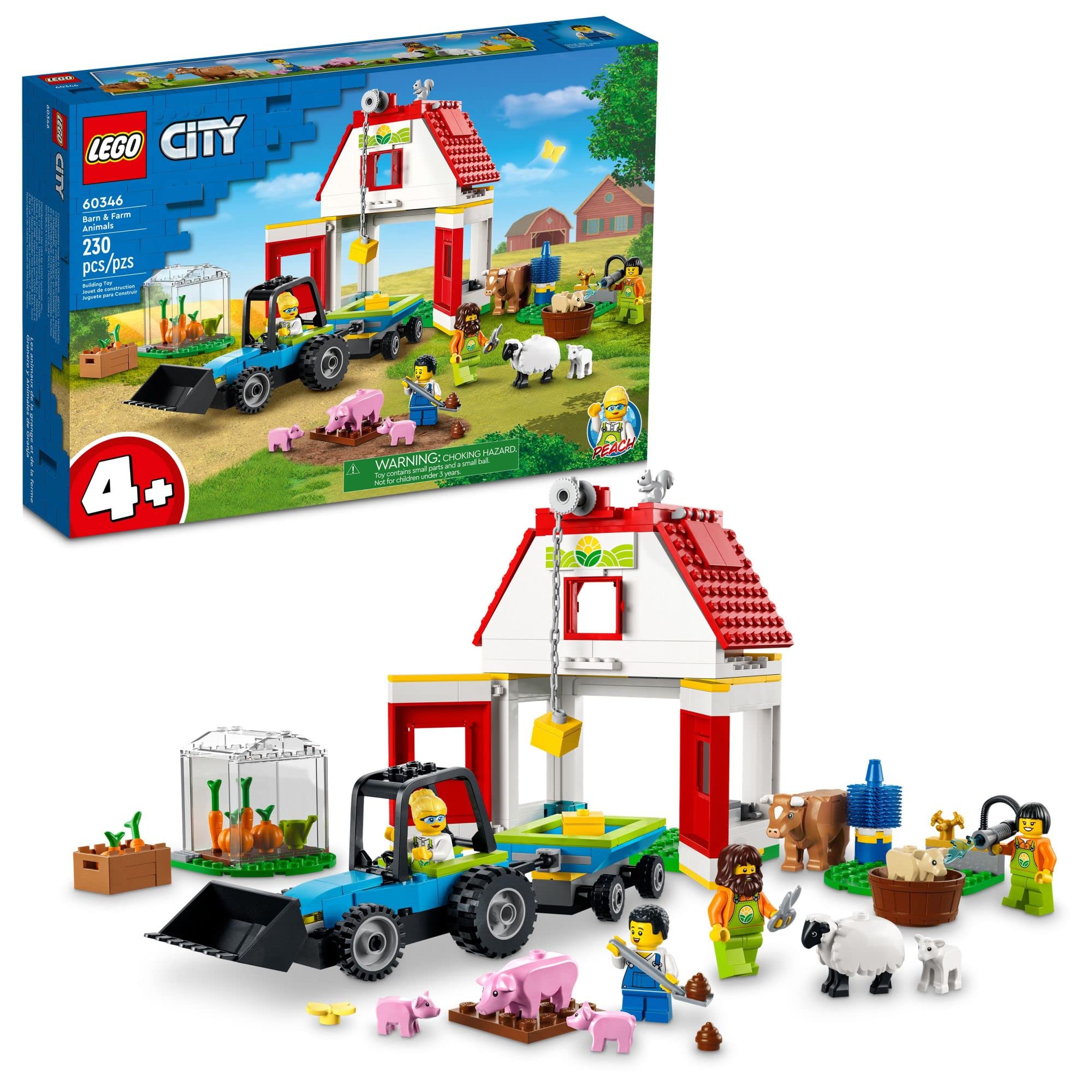 LEGO City Barn & Farm Animals 60346 Building Toy Set for Kids, Preschool Boys and Girls Ages 4+ (230 Pieces)