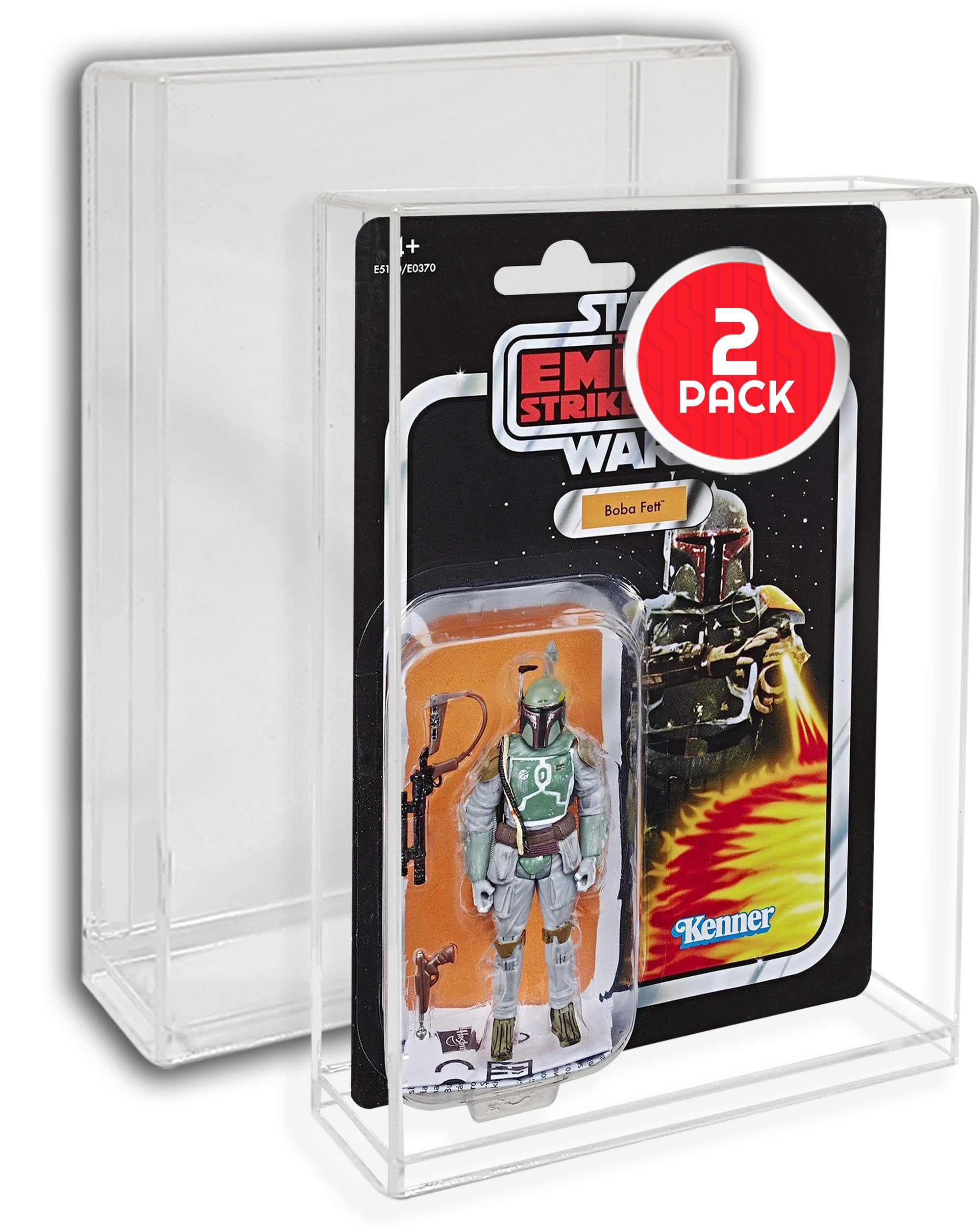 EVORETRO Action Figure Display Case Protector Compatible with Star Wars, Marvel Legends, GI-Joe 3.75 in Carded Action Figures, Anti-UV Thick Durable Clear Acrylic Box, Lasts for Years to Come - 2 Pack