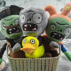 3 PCS Plants and Jester Plush Zombie Sets Toy Postman, 1 2 Stuffed Soft Jester Zombie Doll, Duck Zombies PVZ Plush Figure Doll New