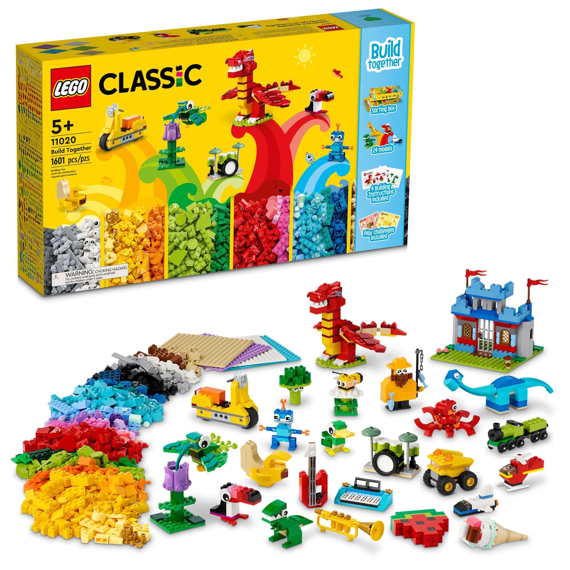 LEGO Classic Build Together 11020 Creative Building Toy Set for Kids, Girls, and Boys Ages 5+ (1,601 Pieces)