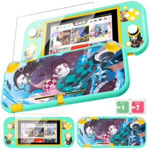 oqpa for Nintendo Switch Lite 2019 Case for Girls Boys Kids PC Cute Kawaii Anime Cartoo Design Cool Slim Protective Cases Hard Shell Cover with Screen Protector Glass for Switch Lite,Gui