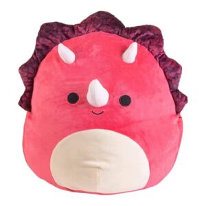 Squishmallows Official Kellytoy,8 Inch Squishy Soft Plush Toy Animals (Tristan The Red Triceratops)