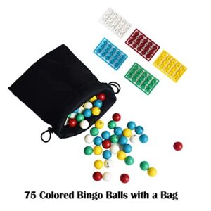 Yuanhe Deluxe Bingo Game Set - Metal Round Cage, 75 Colored Bingo Balls, 50 Bingo Cards, 300 Mixed Chips and Master Board for Large Groups, Parties