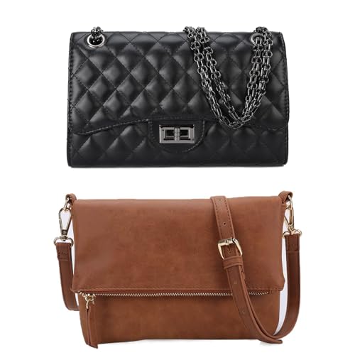 Gladdon Crossbody bags for Women Quilted Leather Trendy Ladies Shoulder Bag