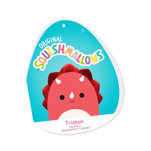 Squishmallows Official Kellytoy,8 Inch Squishy Soft Plush Toy Animals (Tristan The Red Triceratops)