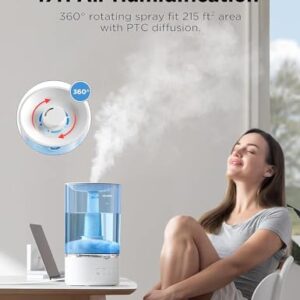 Pelonis Warm and Cool Mist Humidifiers for Bedroom Large Room Home and Baby | Ultrasonic Cool and Warm Mist Humidifier for Plants | Essential Oil Diffuser|4L Tank| Night Light| White