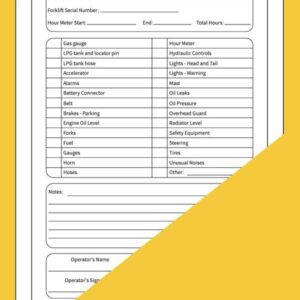 Propane Forklift Inspection Checklist Log: 365 Pages Propane Forklift Log Book With Daily Inspection