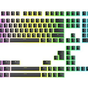 Ranked Pudding v2 PBT Keycaps | 145 Double Shot Translucent ANSI US & ISO Layout | OEM Profile for Full Size, TKL, 75%, 65% and 60% RGB Mechanical Gaming Keyboard (Black)