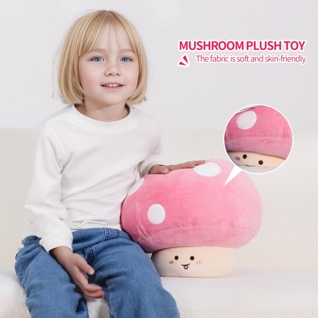 MMguai 12.6" Mushroom Stuffed Animal, Cute Big Mushroom Squishy Soft Pillow plushies, Room Decor Plush Toy Doll Gifts for Kids Halloween, Christmas, Thanksgiving, Birthdays