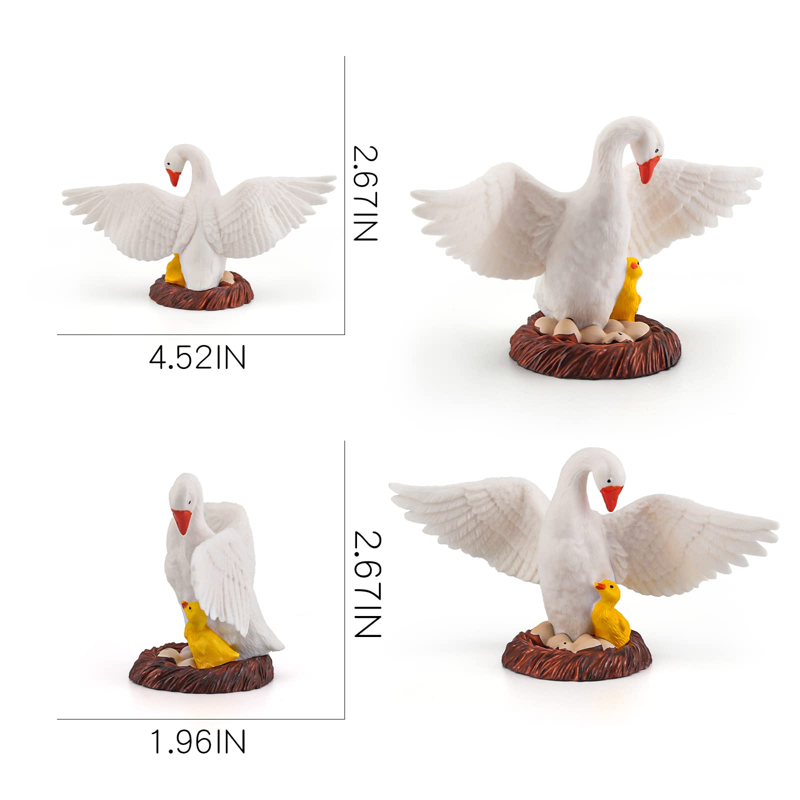 LC JoyCre 4.5 Inch Mother Swan Figurine with Baby Goose Toy White Swan Toy Animal Figure for Toddlers Preschool Animals Figures Eduactional Project Diorama Model Toy for Kids 3 4 5 6