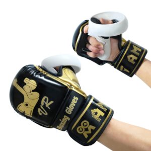 amvr boxing gloves for meta quest 2/1 or rift s touch controllers, compatible with playing thrill of the fight or other vr boxing type games, making vr experience more realistic