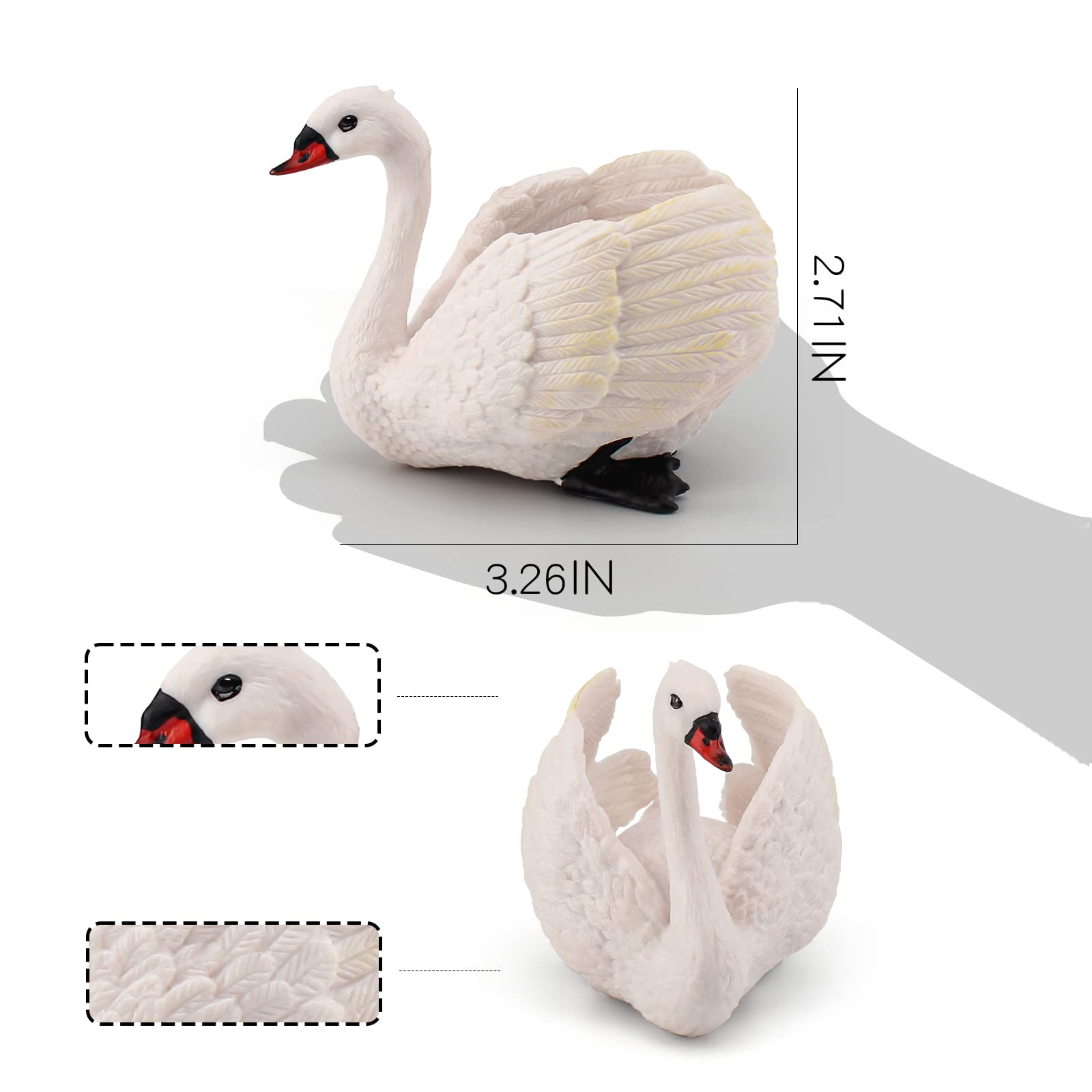 LC JoyCre Swan Toy 3.5 Inch Goose Toy White Swan Figurine Toy Animal Figure for Toddlers Preschool Animals Figures Eduactional Project Diorama Model Toy for Kids 3 4 5 6