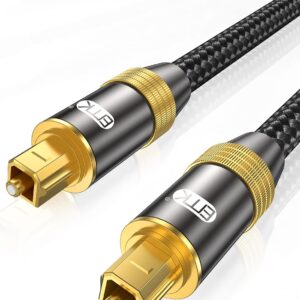 EMK Optical Audio Cable Digital Toslink Cable 24K Gold-Plated Nylon Braided S/PDIF Cable for Home Theater, Sound Bar, TV, PS4, Xbox, PlayStation (3.3Feet/1M)