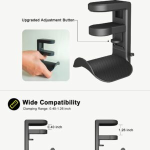 ETOWIFA Headphone Holder Hanger Upgraded with Rotating & Adjustable Clamp for Controller & Headphones, Headset Stand Under Desk Hook Mount Built in Cable Clip